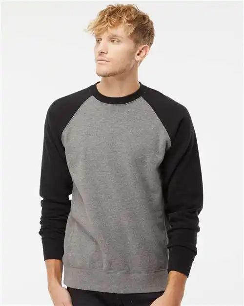 Independent Trading Co. Prm30sbc Special Blend Crewneck Raglan Sweatshirt - Nickel Heather Black