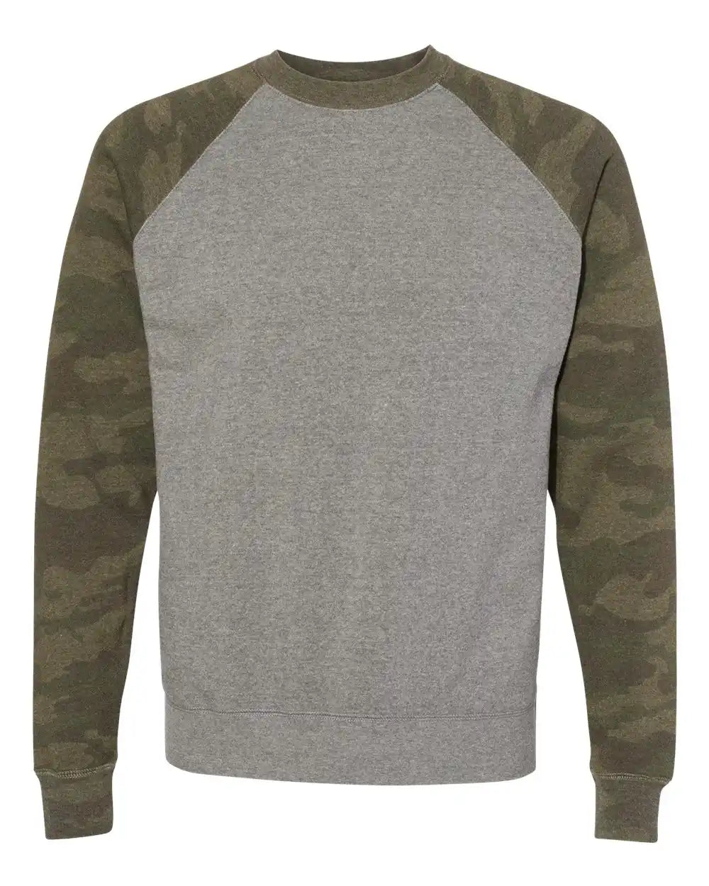 Independent Trading Co. Prm30sbc Special Blend Crewneck Raglan Sweatshirt - Nickel Heather Forest Camo - Heather/ / Xs
