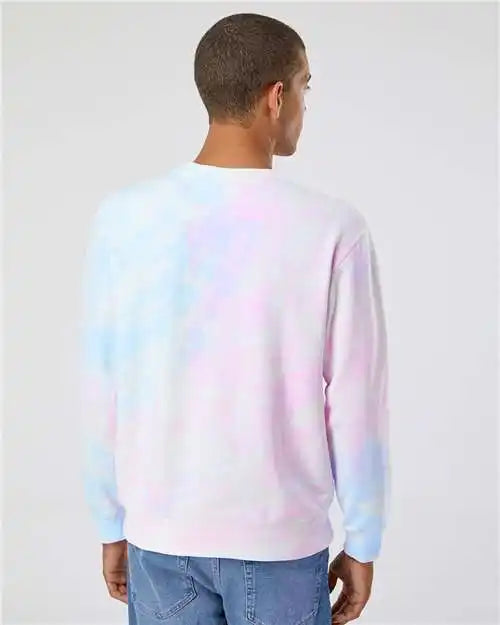 Independent Trading Co. Prm3500td Midweight Tie-dyed Crewneck Sweatshirt - Tie Dye Cotton Candy