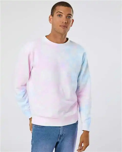 Independent Trading Co. Prm3500td Midweight Tie-dyed Crewneck Sweatshirt - Tie Dye Cotton Candy