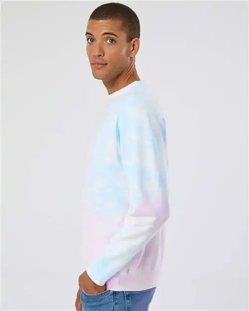 Independent Trading Co. Prm3500td Midweight Tie-dyed Crewneck Sweatshirt - Tie Dye Cotton Candy