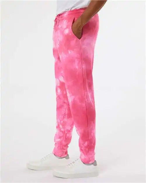 Independent Trading Co. Prm50pttd Tie-dyed Fleece Pants - Tie Dye Pink