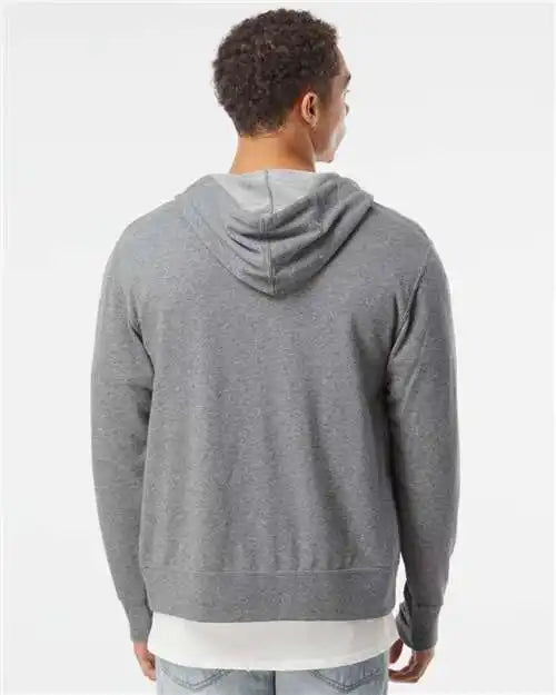 Independent Trading Co. Prm90htz Heathered French Terry Full-zip Hooded Sweatshirt - Salt Pepper