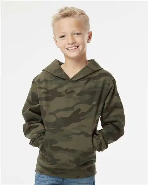 Independent Trading Co. Ss4001y Youth Midweight Hooded Sweatshirt - Forest Camo