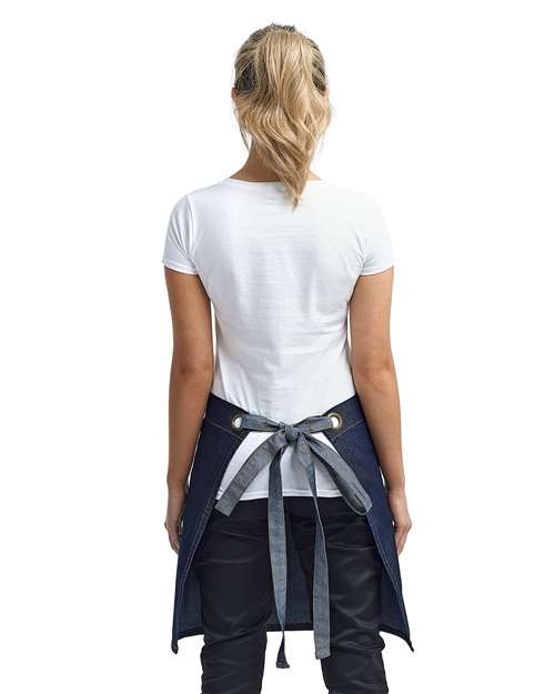 Indigo Denim Domain Contrast Denim Waist Apron with Pocket - RP128