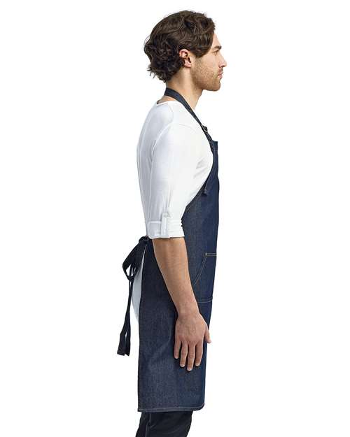 Indigo Denim Jeans Stitch Denim Bib Apron with Pockets - RP126