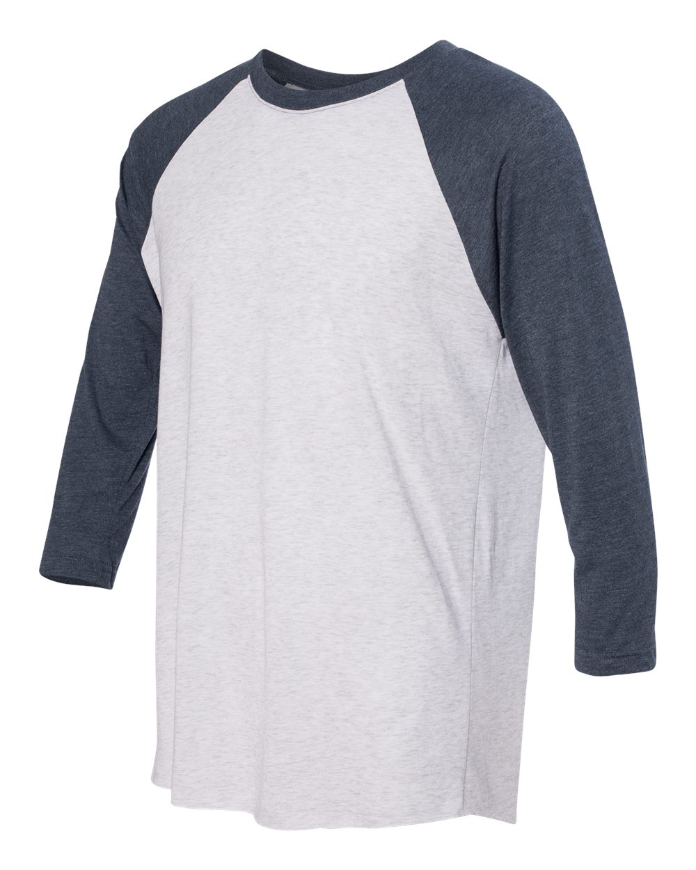 Indigo Sleeves/ Heather White Body Triblend Three-Quarter Raglan T-Shirt - 6051