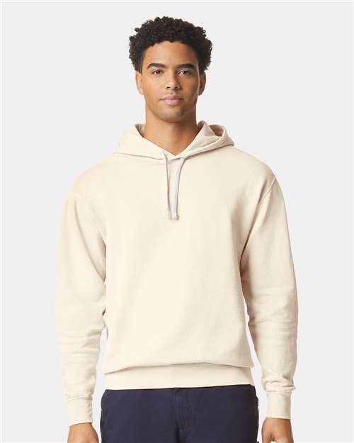 Ivory Garment-Dyed Lightweight Fleece Hooded Sweatshirt - 1467