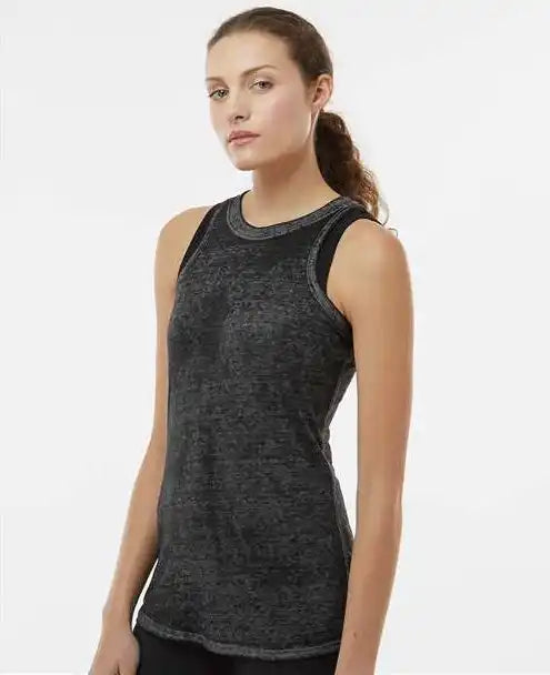 J. America 8117j Women’s Zen Jersey Tank Top - 8117 - Twisted Black