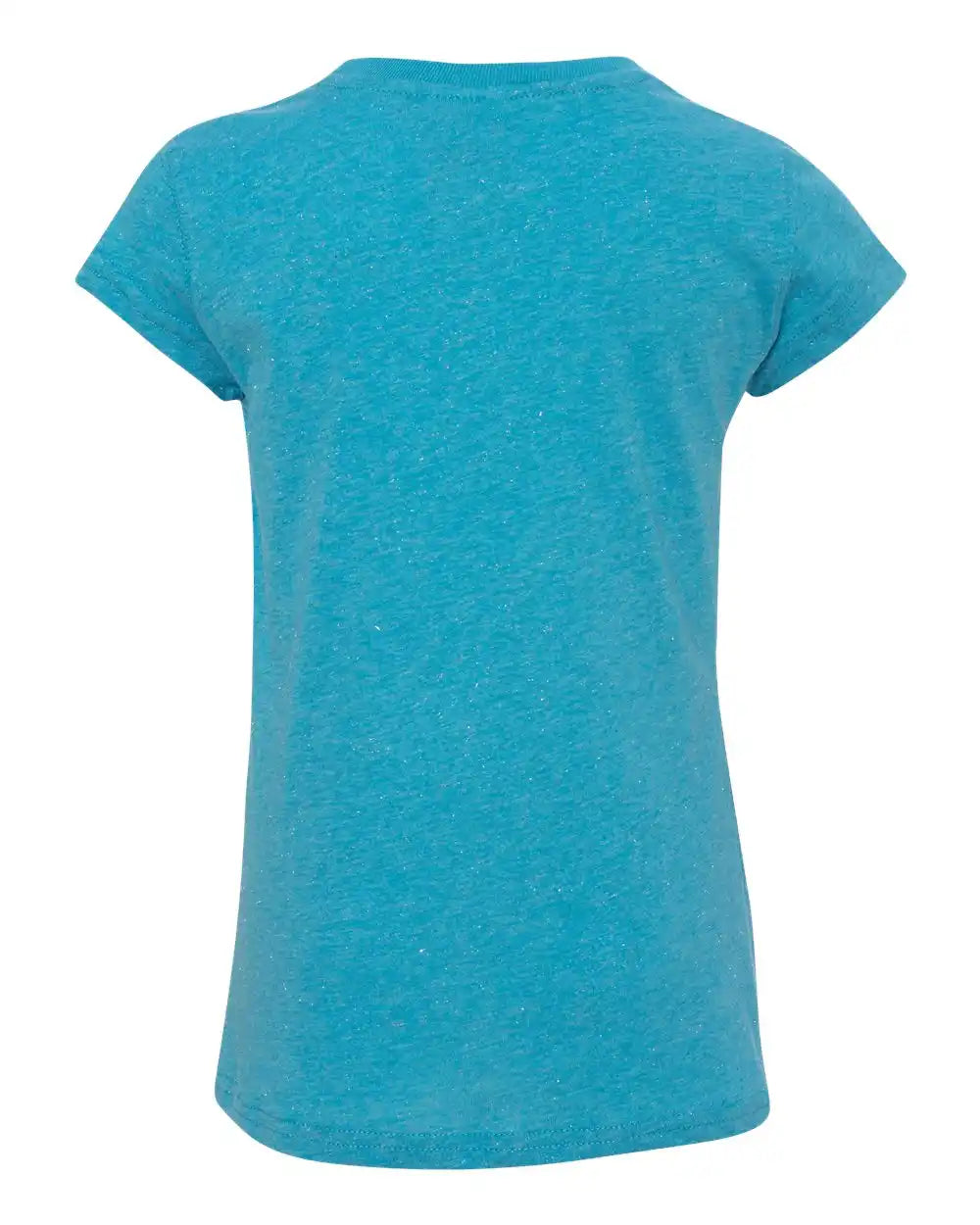 J. America 8129 Youth Glitter T-shirt - Maui Blue/ Silver / l