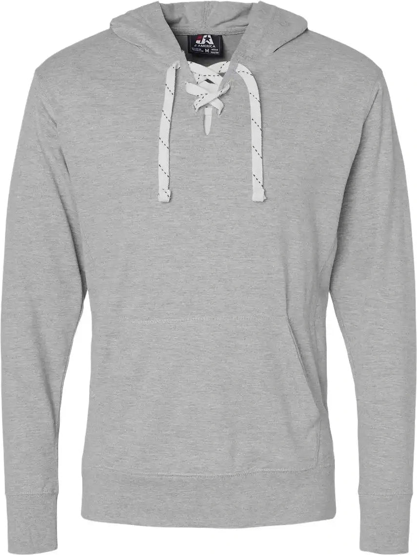 J. America 8231 Jersey Sport Lace Hooded Pullover - Oxford - Xs