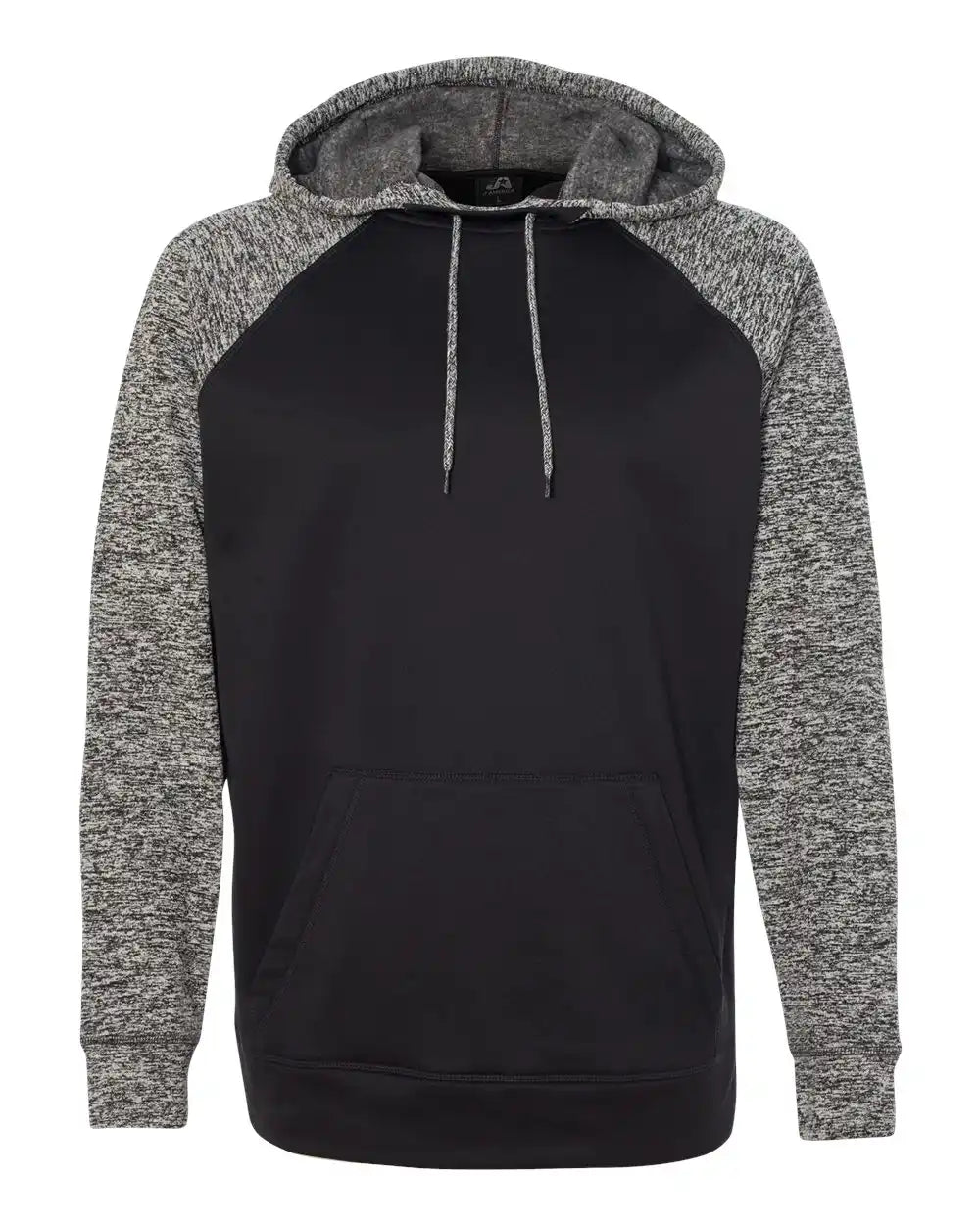J. America 8612 Colorblocked Cosmic Fleece Hooded Sweatshirt - Black Charcoal Fleck - Black/ / s