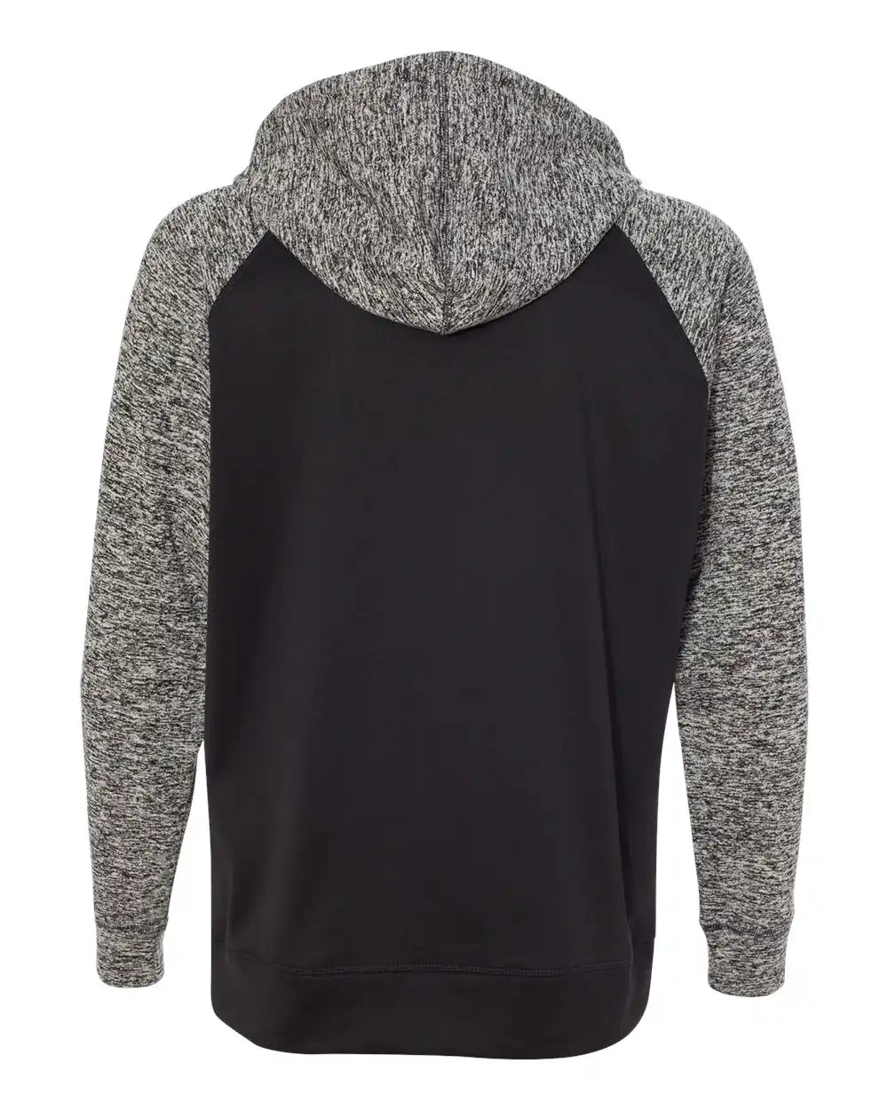 J. America 8612 Colorblocked Cosmic Fleece Hooded Sweatshirt - Black Charcoal Fleck