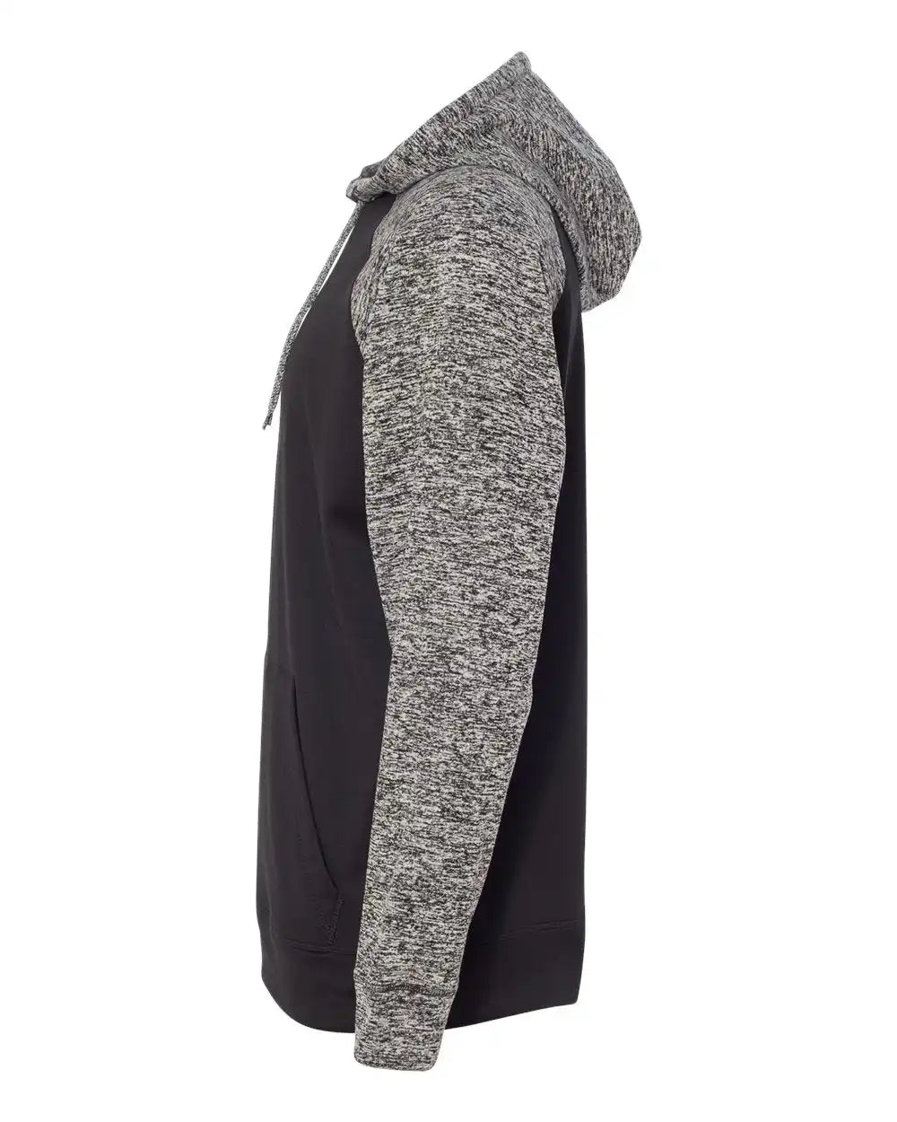 J. America 8612 Colorblocked Cosmic Fleece Hooded Sweatshirt - Black Charcoal Fleck