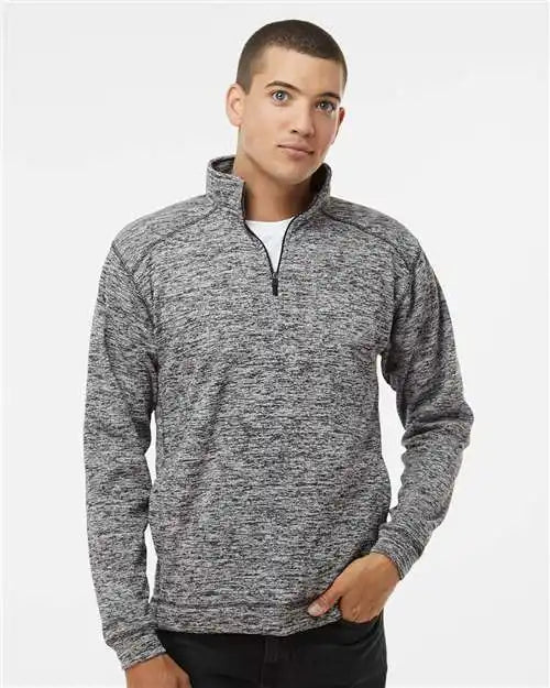 J. America 8614 Cosmic Fleece Quarter-zip Sweatshirt - Charcoal Fleck