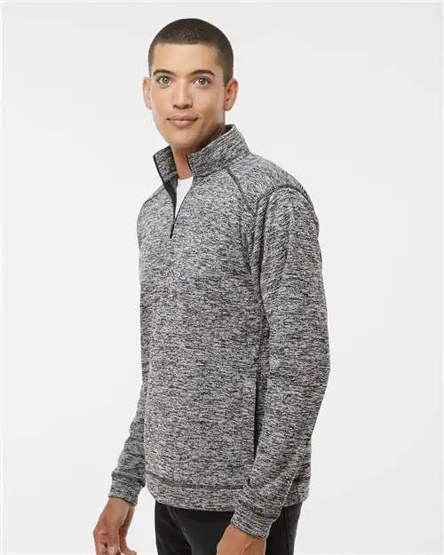 J. America 8614 Cosmic Fleece Quarter-zip Sweatshirt - Charcoal Fleck