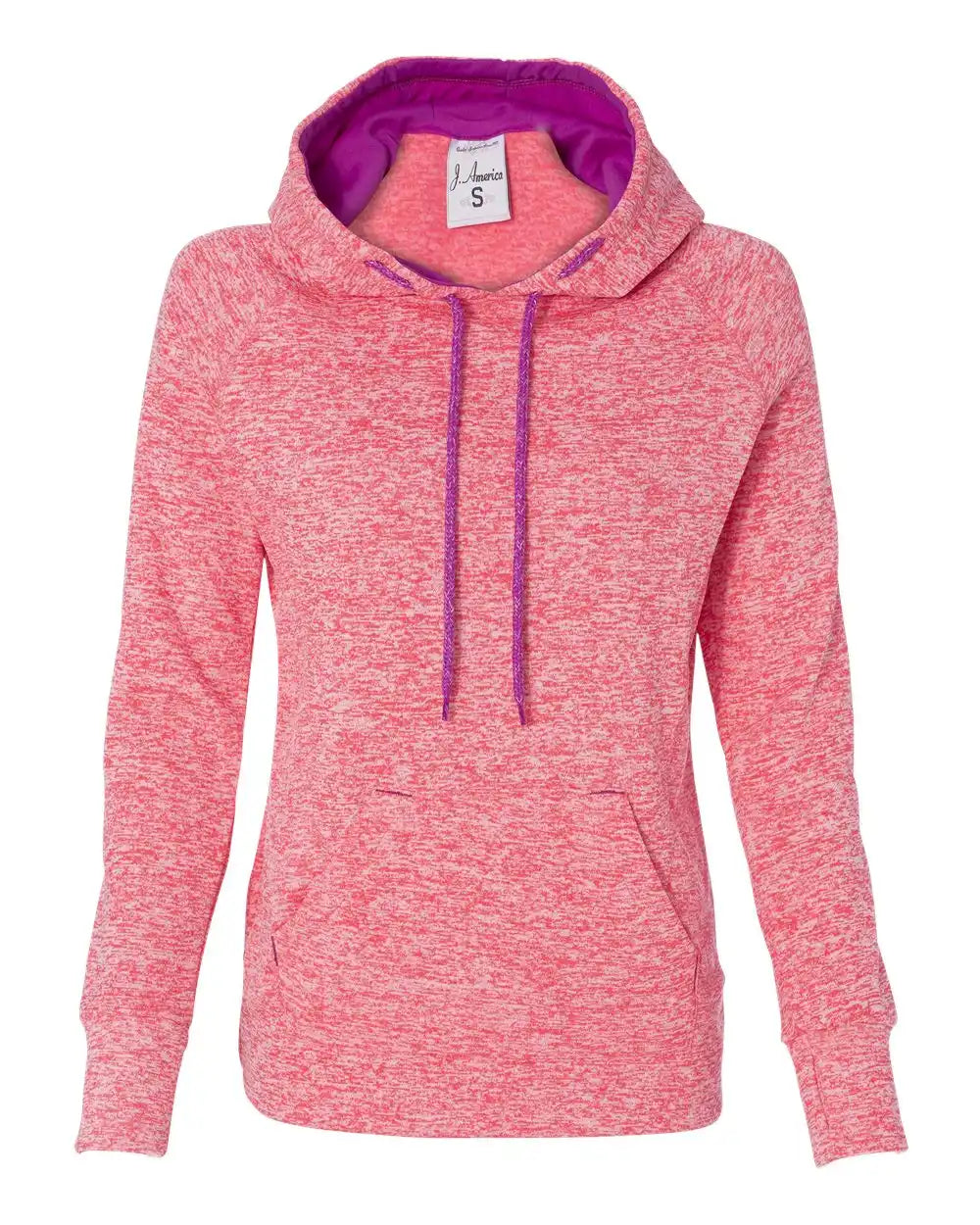 J. America 8616 Women’s Cosmic Fleece Hooded Sweatshirt - Fire Coral Magenta - Coral/ / s