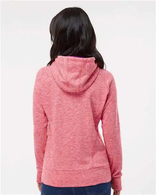 J. America 8616 Women’s Cosmic Fleece Hooded Sweatshirt - Fire Coral Magenta
