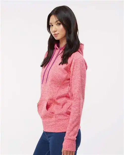 J. America 8616 Women’s Cosmic Fleece Hooded Sweatshirt - Fire Coral Magenta