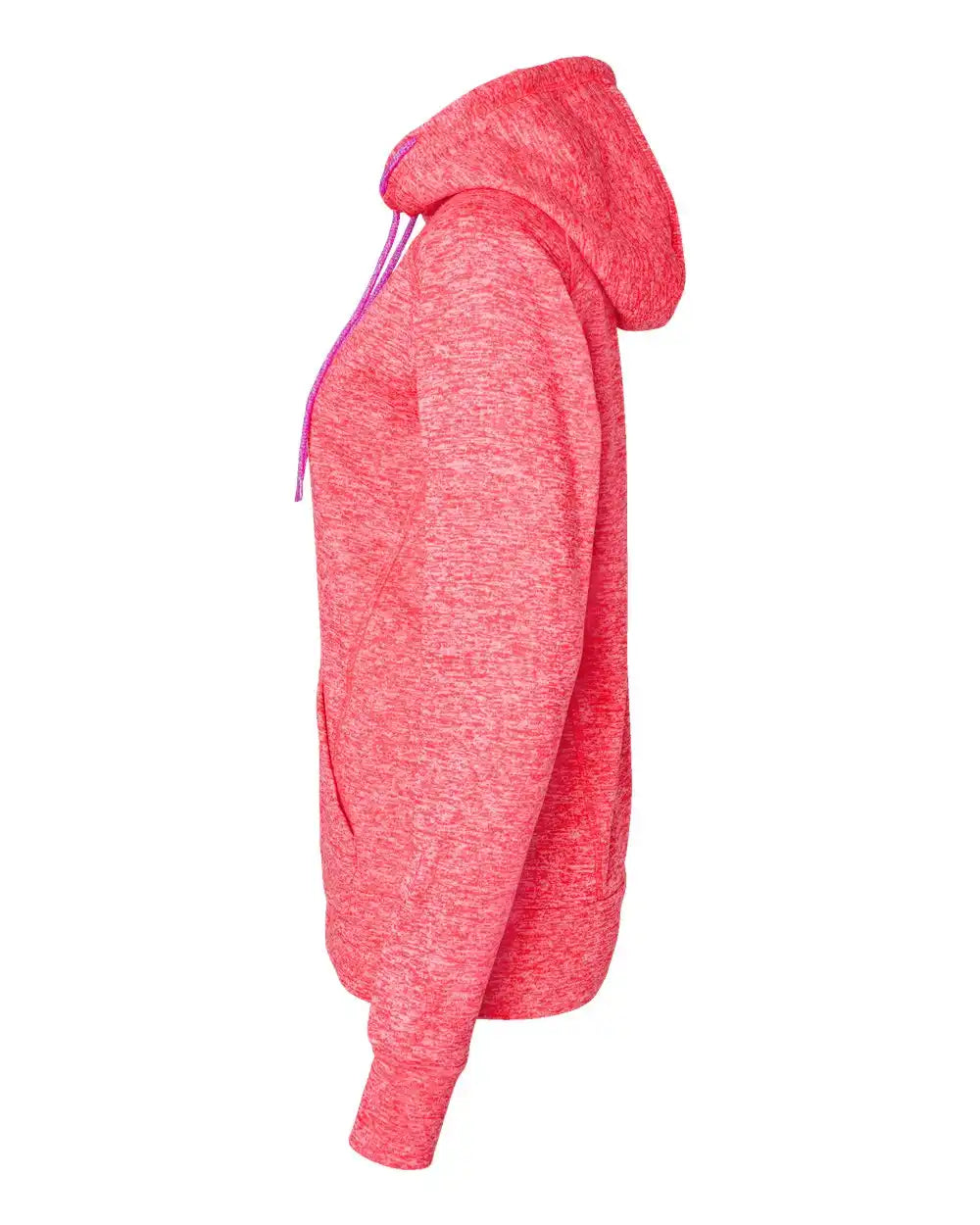J. America 8616 Women’s Cosmic Fleece Hooded Sweatshirt - Fire Coral Magenta