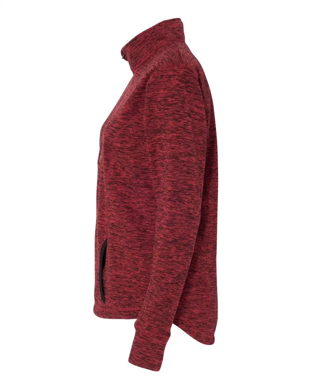 J. America 8617 Women’s Cosmic Fleece Quarter-zip Pullover - Red Fleck Black