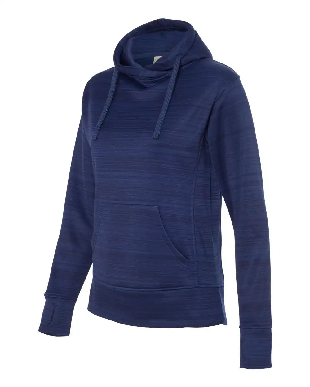 J. America 8662j Women’s Odyssey Striped Performance Fleece Lapover Hooded Sweatshirt - 8662 - Sapphire - s