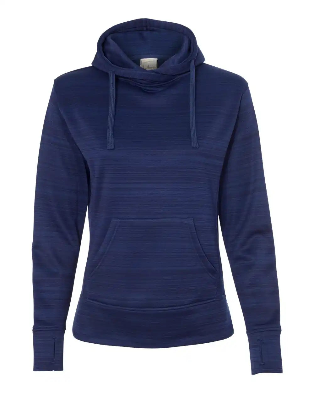 J. America 8662j Women’s Odyssey Striped Performance Fleece Lapover Hooded Sweatshirt - 8662 - Sapphire