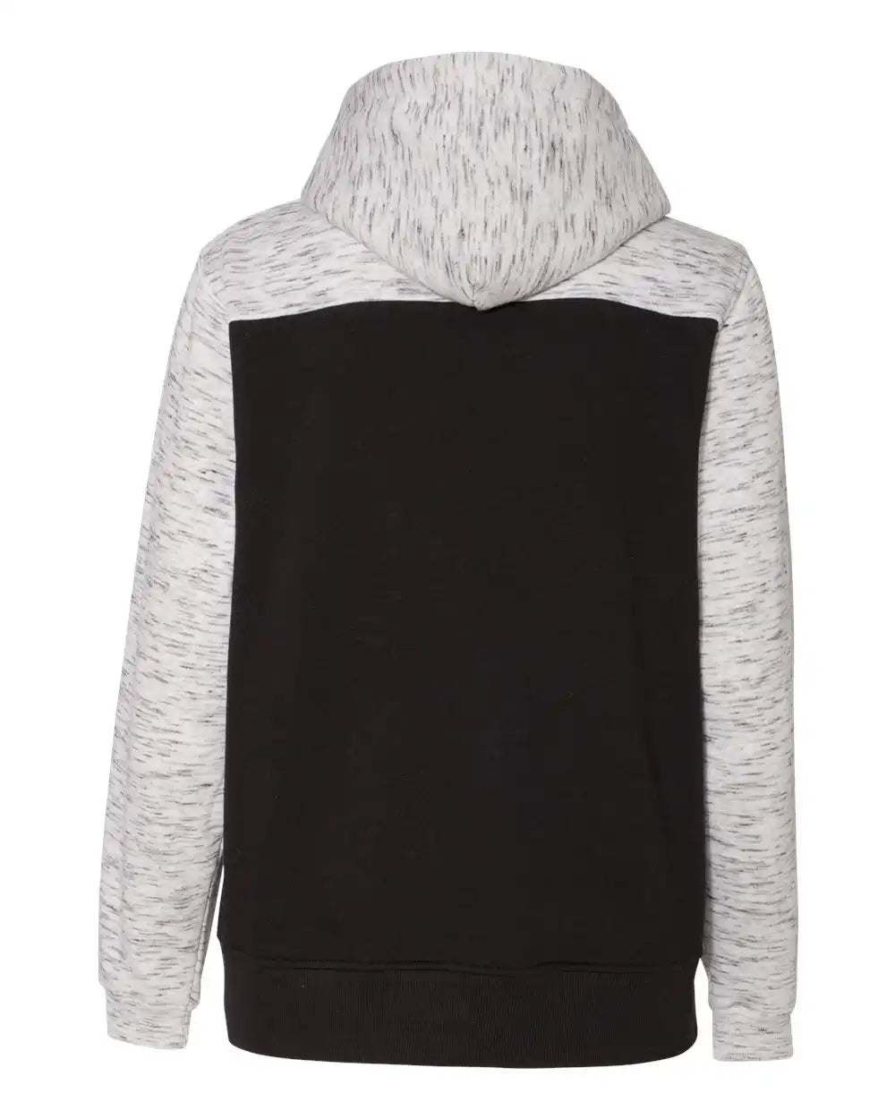 J. America 8676 Mélange Fleece Colorblocked Hooded Sweatshirt - Black White