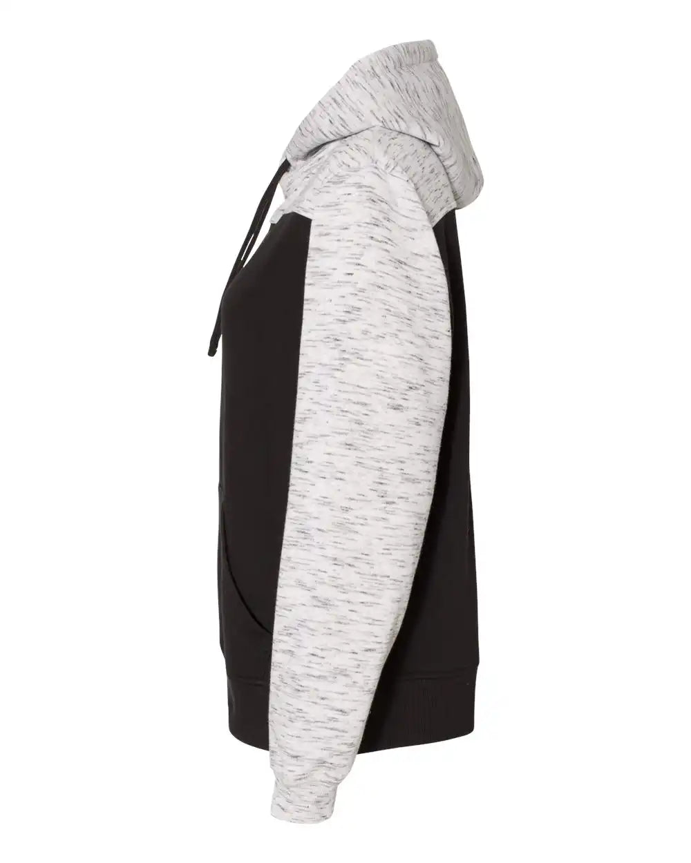 J. America 8676 Mélange Fleece Colorblocked Hooded Sweatshirt - Black White