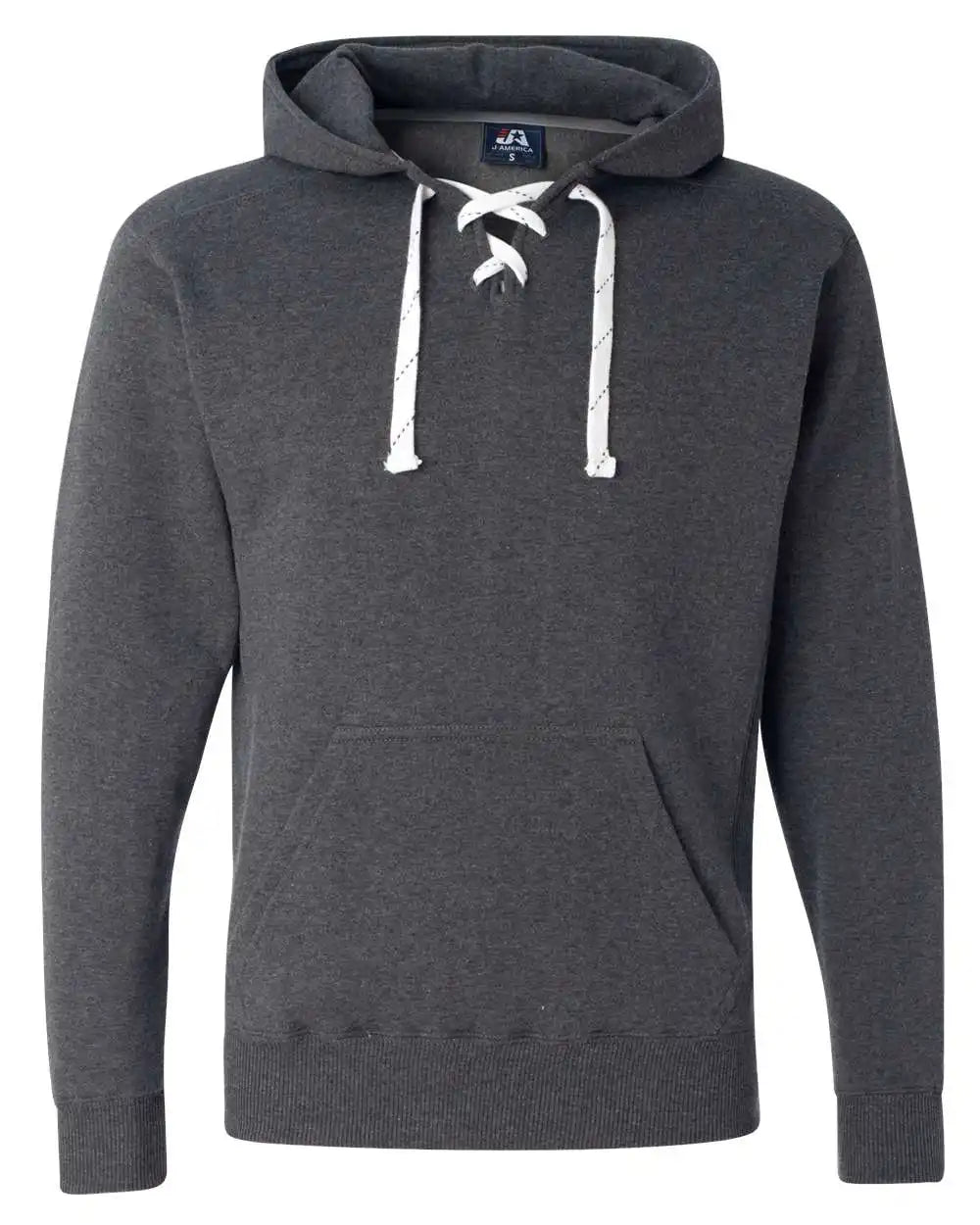 J. America 8830j Sport Lace Hooded Sweatshirt - 8830 - Charcoal Heather - Xs