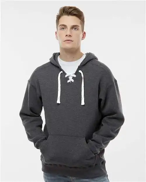 J. America 8830j Sport Lace Hooded Sweatshirt - 8830 - Charcoal Heather