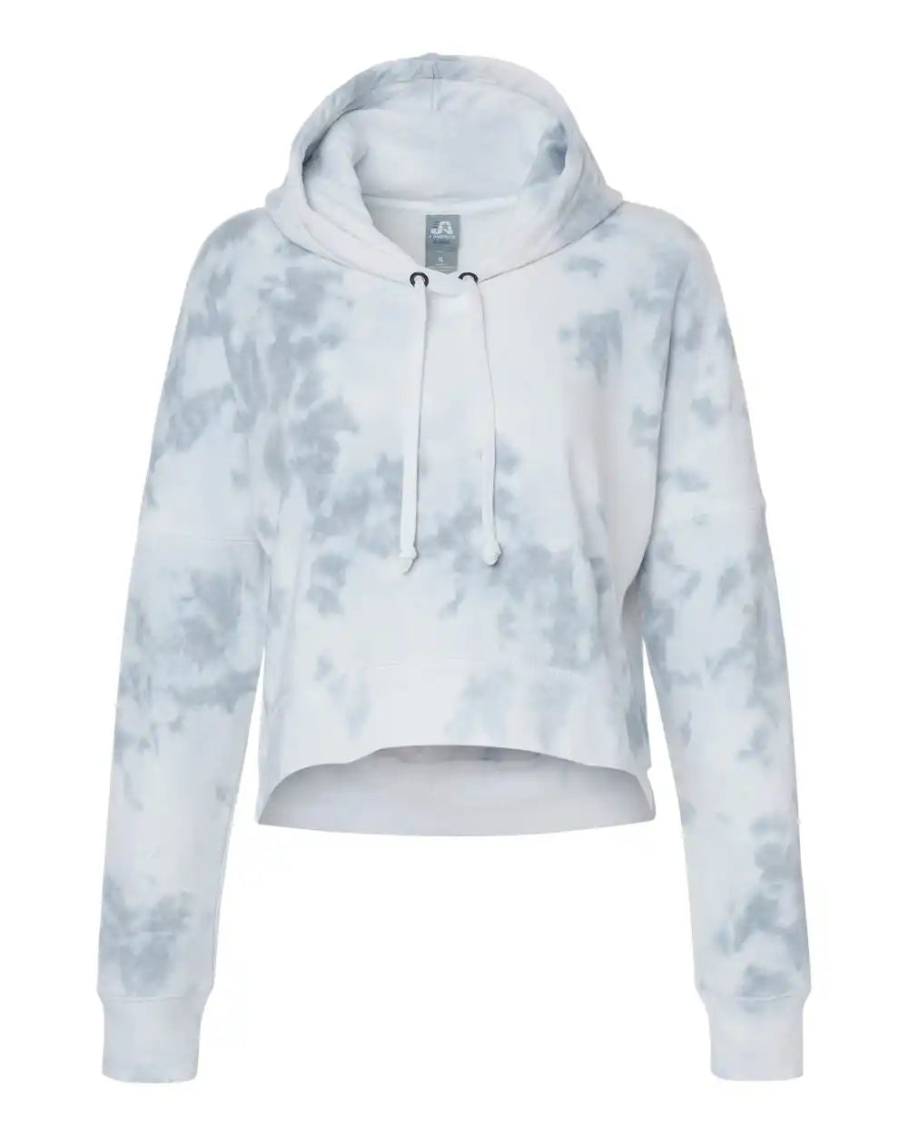 J. America 8853 Women’s Crop Hooded Sweatshirt - Grey Tie Dye - s