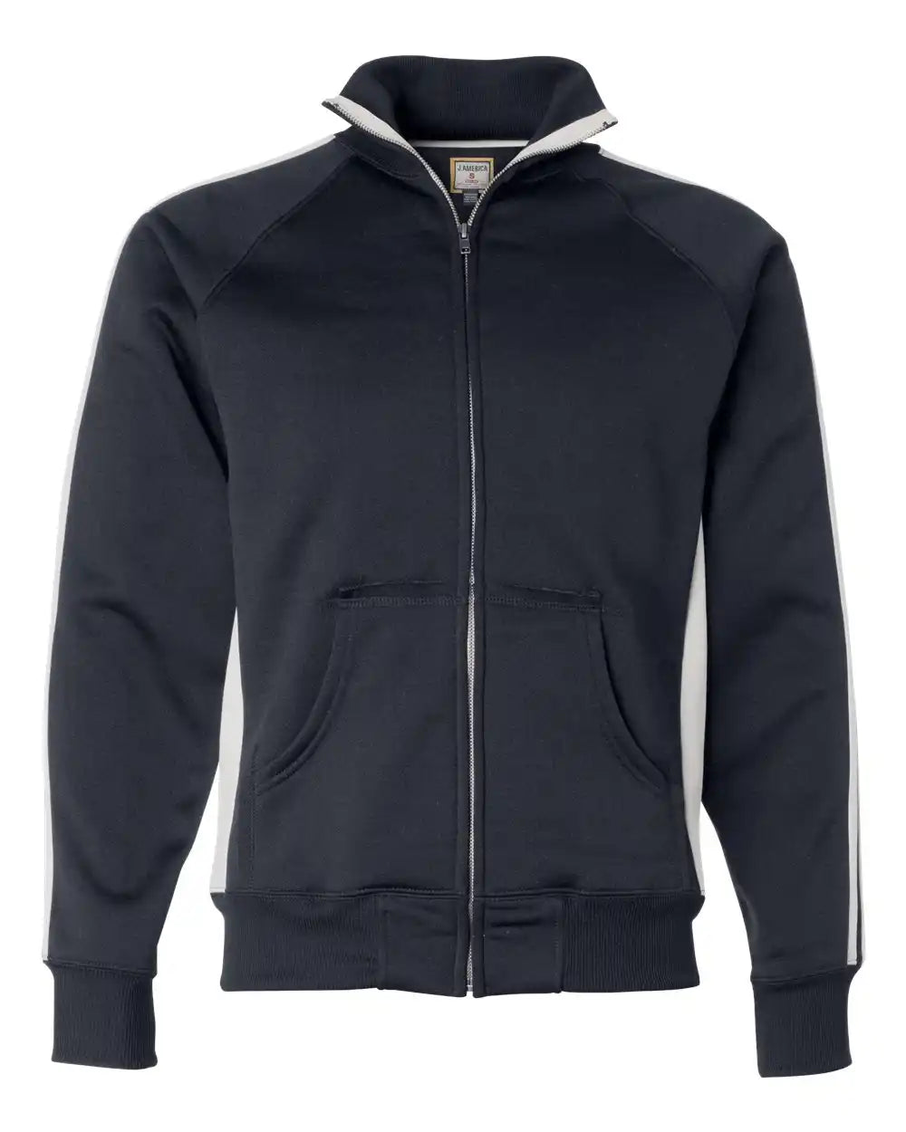 J. America 8858 Vintage Polyester Fleece Track Jacket - Navy White