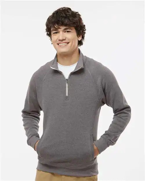 J. America 8869j Triblend Quarter-zip Sweatshirt - 8869 - Smoke