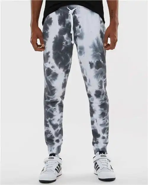 J. America 8884 Tie-dyed Fleece Joggers - Black Tie Dye