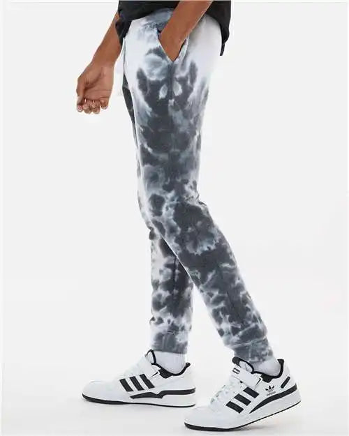 J. America 8884 Tie-dyed Fleece Joggers - Black Tie Dye