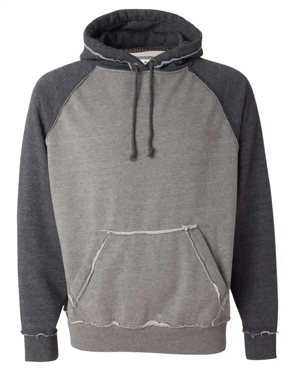 J. America 8885 Vintage Heather Hooded Sweatshirt - Smoke Charcoal - Heather/ / s