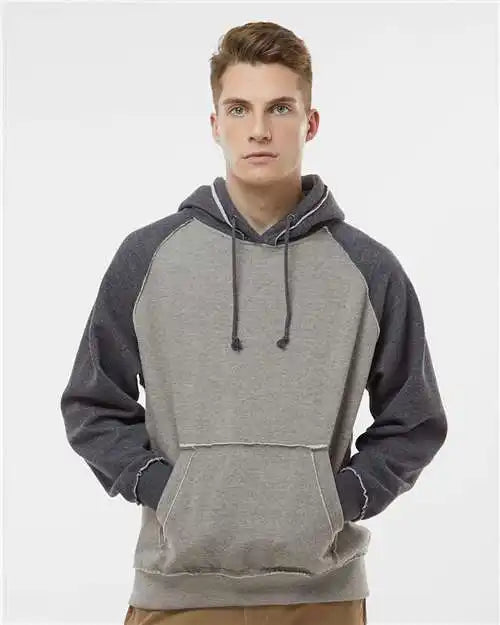J. America 8885 Vintage Heather Hooded Sweatshirt - Smoke Charcoal