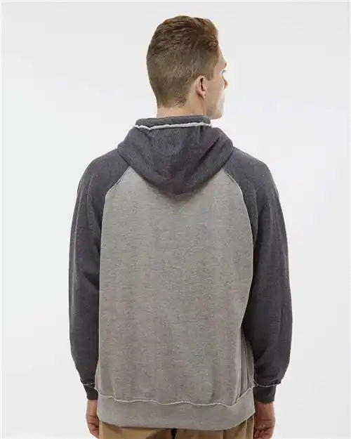 J. America 8885 Vintage Heather Hooded Sweatshirt - Smoke Charcoal