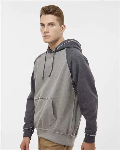 J. America 8885 Vintage Heather Hooded Sweatshirt - Smoke Charcoal
