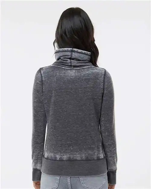 J. America 8930j Women’s Zen Fleece Cowl Neck Sweatshirt - 8930 - Dark Smoke