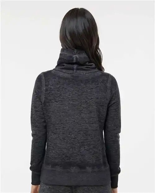 J. America 8930j Women’s Zen Fleece Cowl Neck Sweatshirt - 8930 - Twisted Black