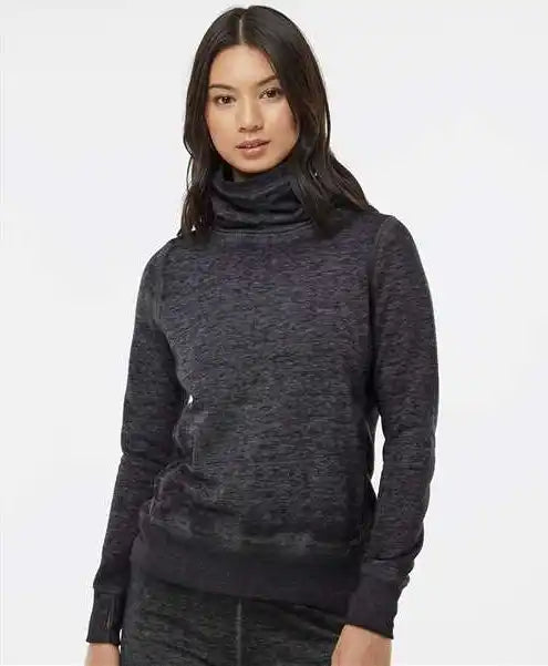 J. America 8930j Women’s Zen Fleece Cowl Neck Sweatshirt - 8930 - Twisted Black