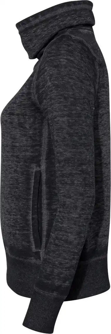 J. America 8930j Women’s Zen Fleece Cowl Neck Sweatshirt - 8930 - Twisted Black