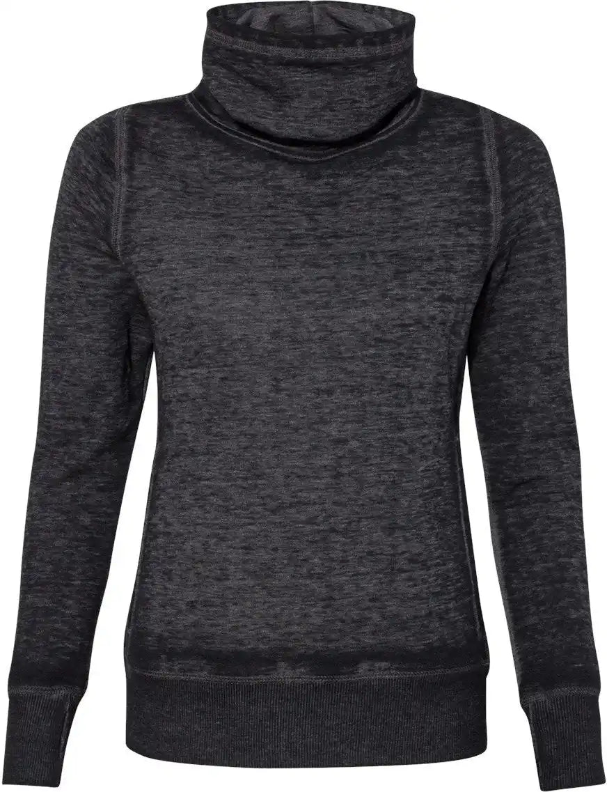 J. America 8930j Women’s Zen Fleece Cowl Neck Sweatshirt - 8930 - Twisted Black - s