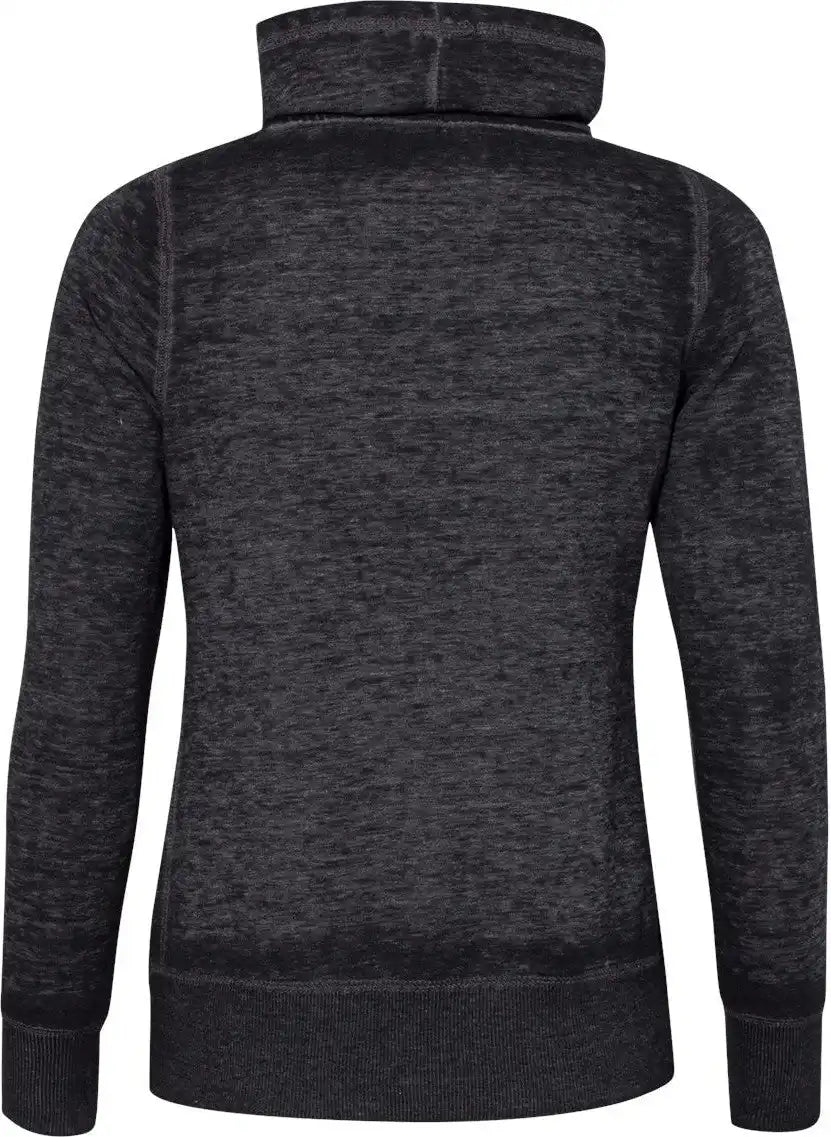 J. America 8930j Women’s Zen Fleece Cowl Neck Sweatshirt - 8930 - Twisted Black