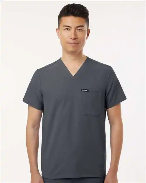 Jaanuu M10001 Holmes Everyday 1-pocket Scrub V-neck Top - Carbon Grey