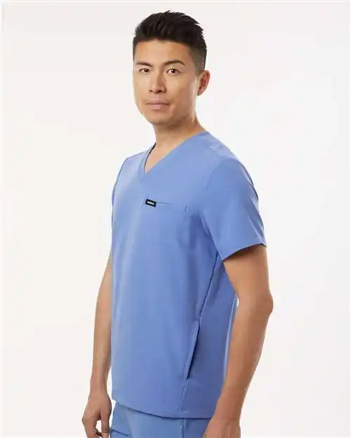 Jaanuu M10002 Platt 3-pocket Scrub V-neck Top - Ceil Blue