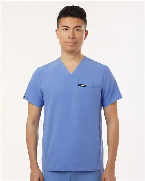 Jaanuu M10002 Platt 3-pocket Scrub V-neck Top - Ceil Blue