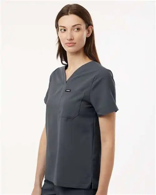 Jaanuu W10001 Women’s Rhena Essential 1-pocket Scrub V-neck Top - Carbon Grey